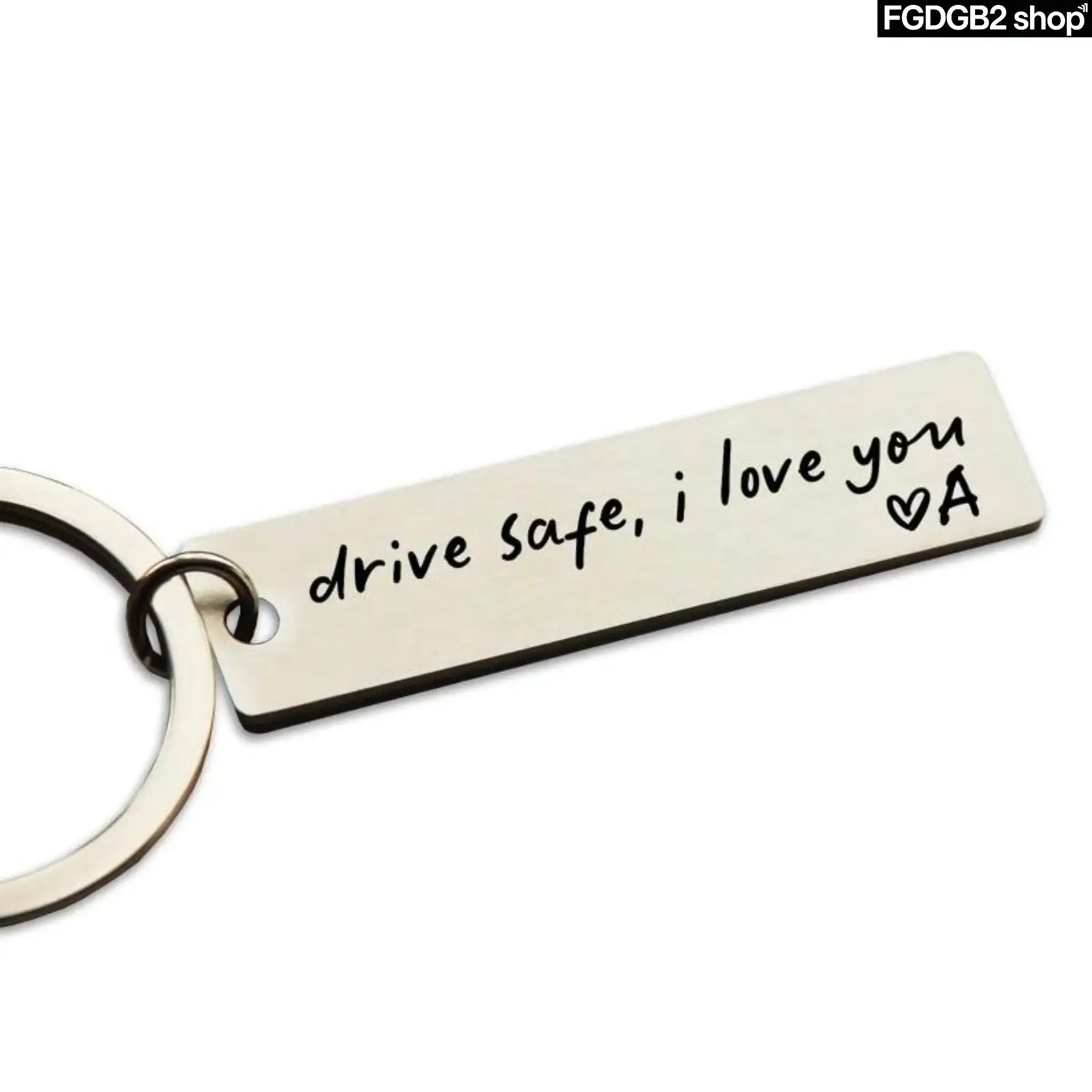Personalized Safe Driving Keychain, Engraved Stainless Steel Key Ring, I Love You Car Keychain Gift for Husband, Boyfriend, Brother, Dad & New Drivers, Thoughtful Car Accessory for Daily Driving, Birthday & Holiday Gifts