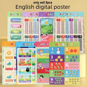 English Poster Series, Educational Learning Toy, Math/animals/weather/words/seasons/shapes/time Posters, Back-To-School Gift, Christmas Gift, Birthday Gift