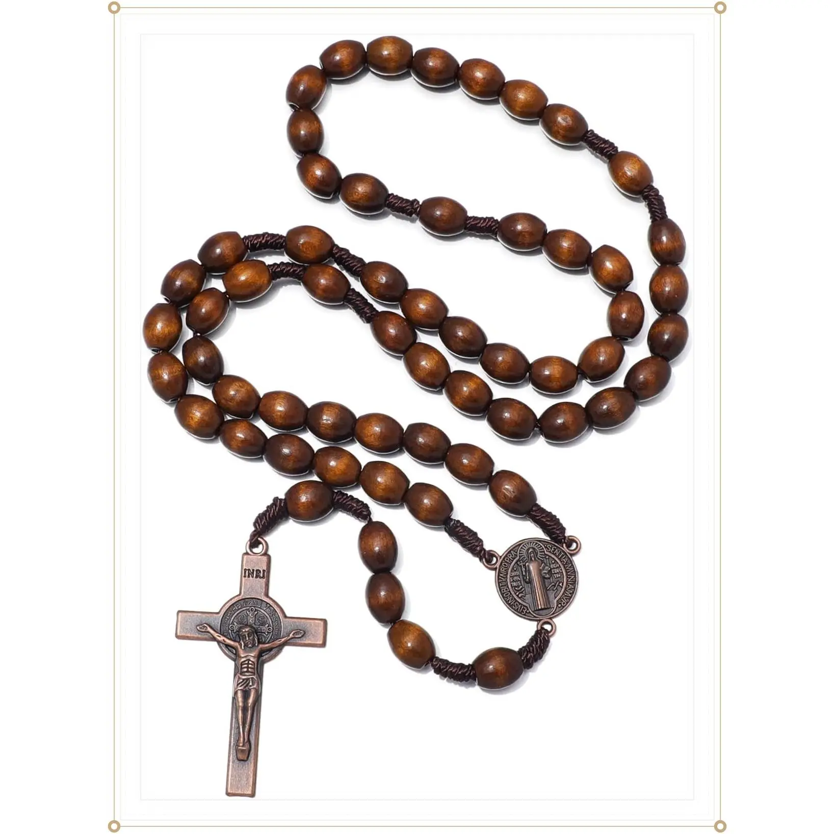 Handmade Wooden Catholic Rosary Bead Necklace, Christian Prayer Beads, Religious GiftGift