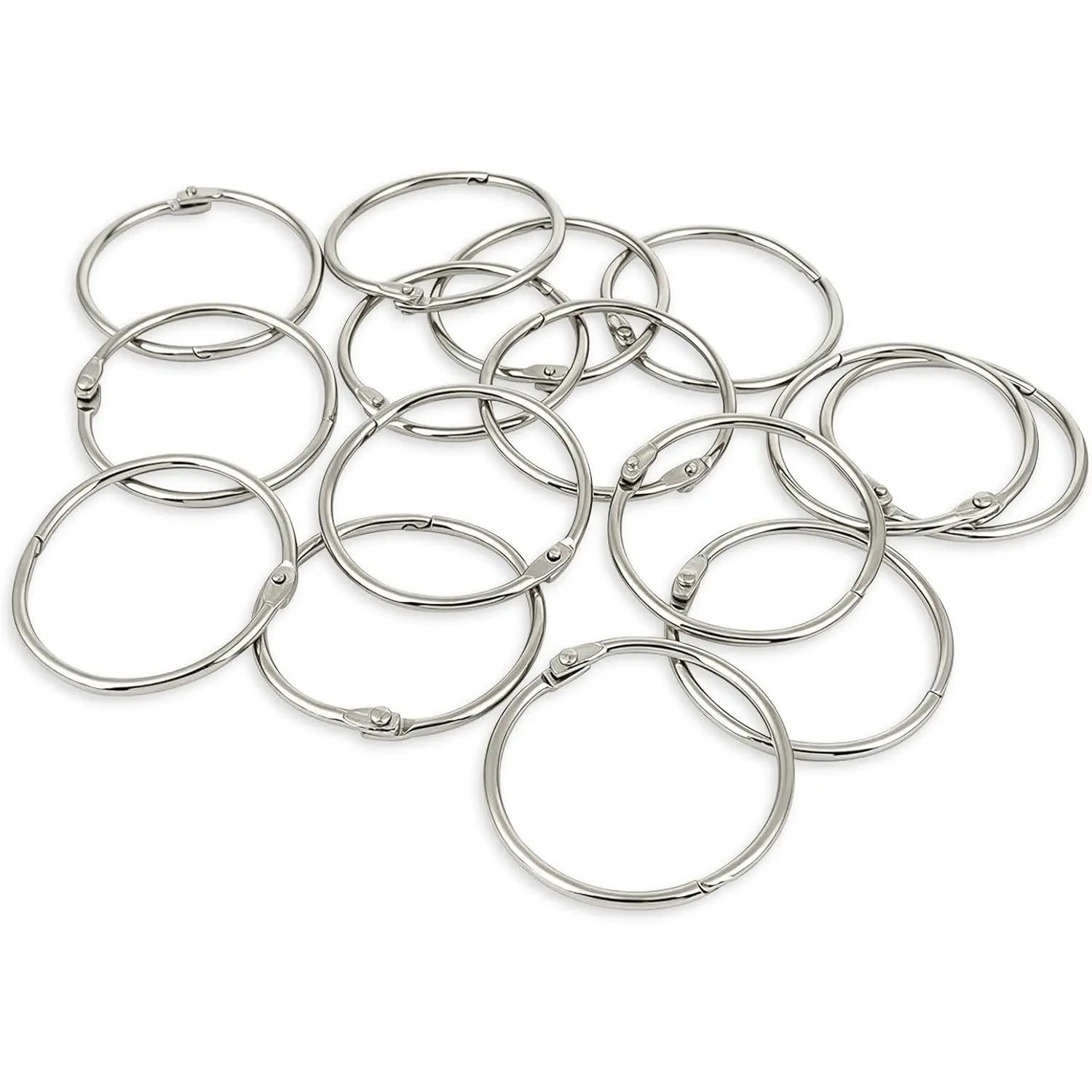 2 Inch Metal Binder Round Rings (15 Pack) - Heavy Duty Nickel-Plated Silver Loose Leaf Rings for Keys Cards Crafts, Home & Office Organization Supplies