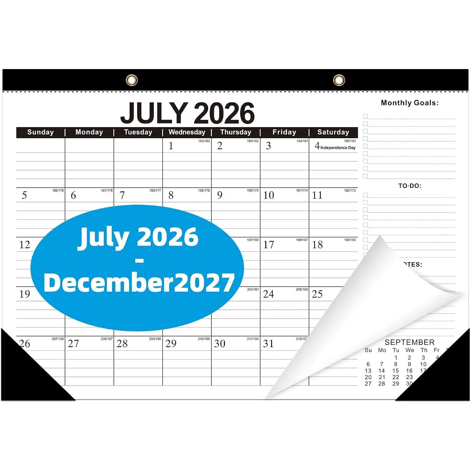 Desk Calendar 2026-2027 Wall Calendar from July 2026 to December 2027,18 Months 17"×12" Thick Paper with Plastic Cover for Teacher School  Office