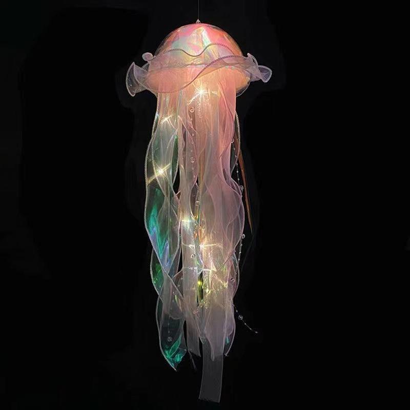 DIY Jellyfish Lantern Under The Sea Colorful Jellyfish Lamp Girl Bedroom Atmosphere Decoration Lamp Mermaid Theme Party Decor Christmas Gift Shop
