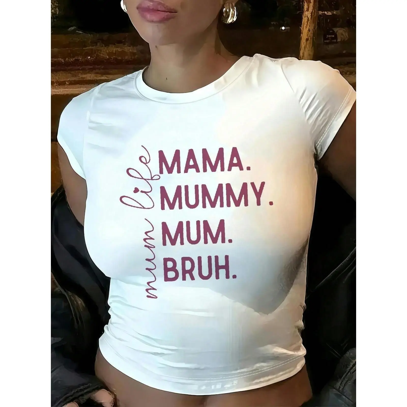 Short Sleeve T-Shirt For Women With 'Mama. Mummy. Mum. Bruh.' Print - Comfortable And Stylish For Everyday Wear