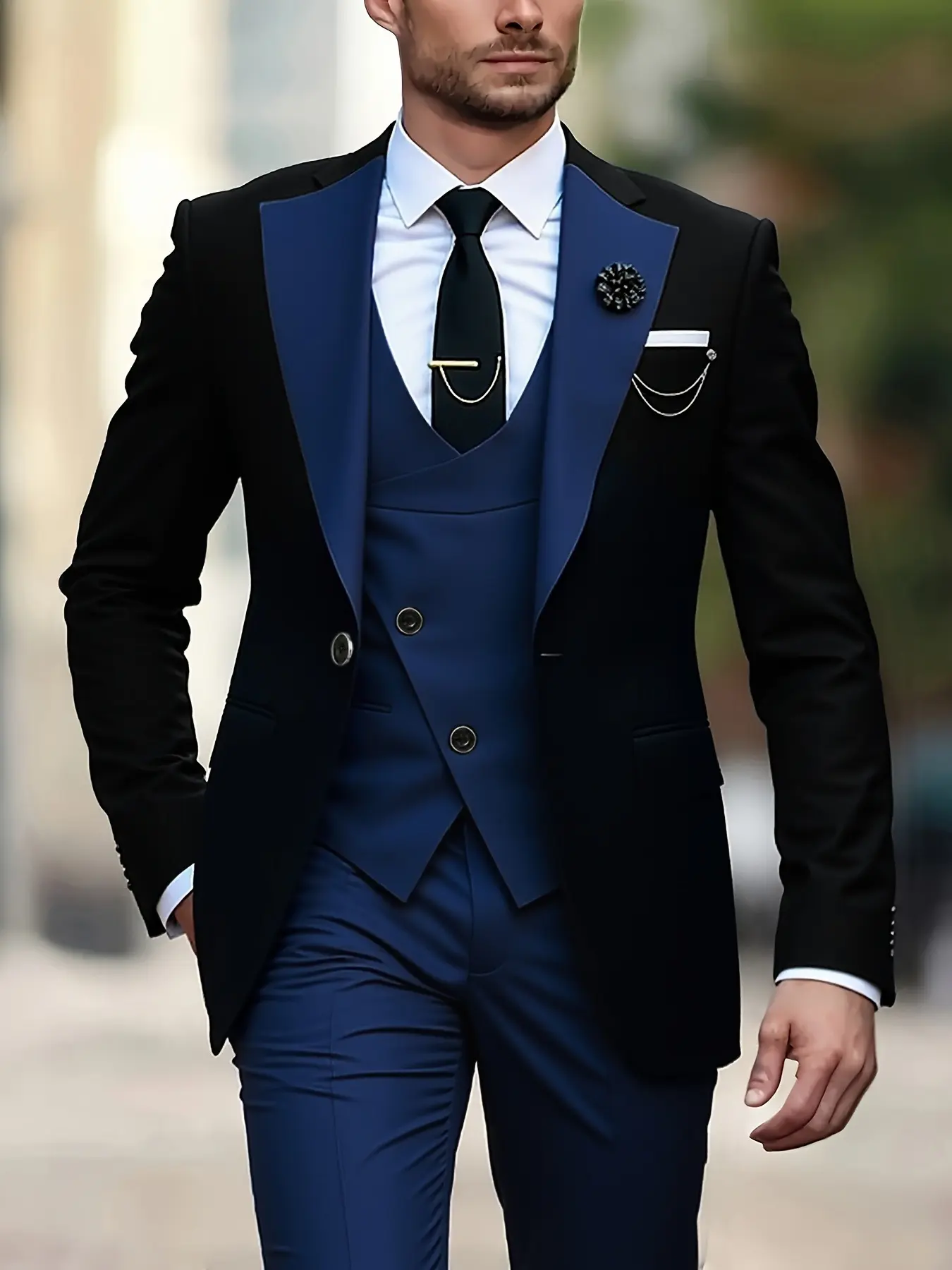 Men'S 3pcs Suit Set, Including a Blazer, Vest, And Trousers, Perfect for Business Casual Occasions, Stylish And Elegant, High-Quality for Weddings, Business Events, And Parties
