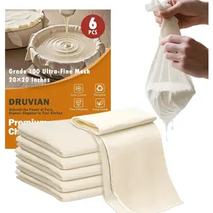 High-Grade 100 Cheesecloth 6-Pack Soft & Durable 20x20 Inch Cotton Lock-Edged Reusable for Cooking Straining and Cheesemaking