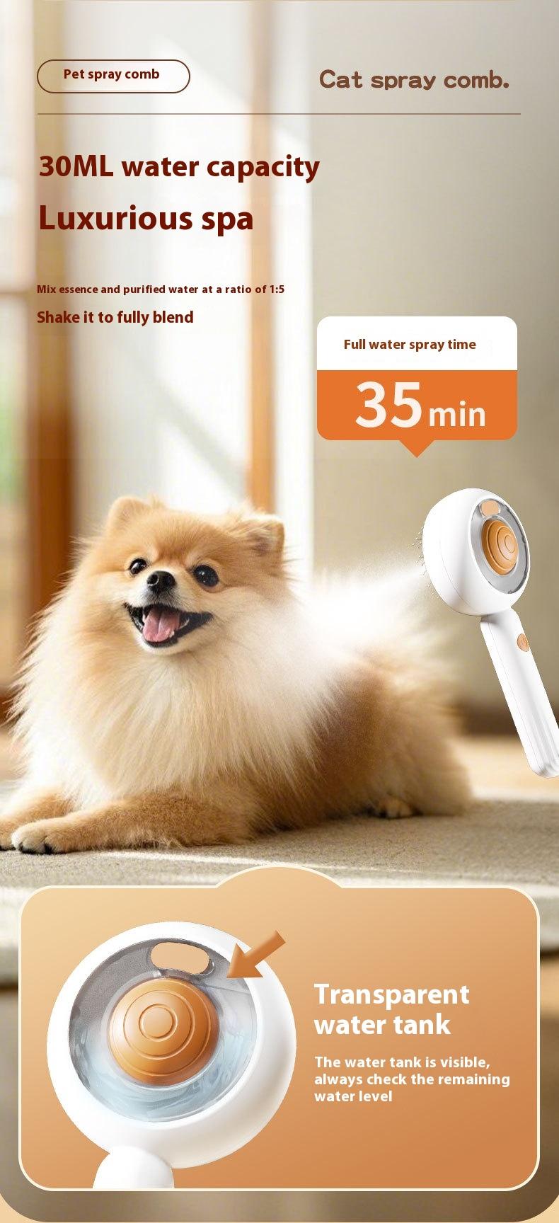 Dog and Cat Steam Brush - Professional Pet Grooming Tool with Fine Mist, Reduces Shedding & Static, One-Touch Self-Cleaning Deshedding Comb for Home Use