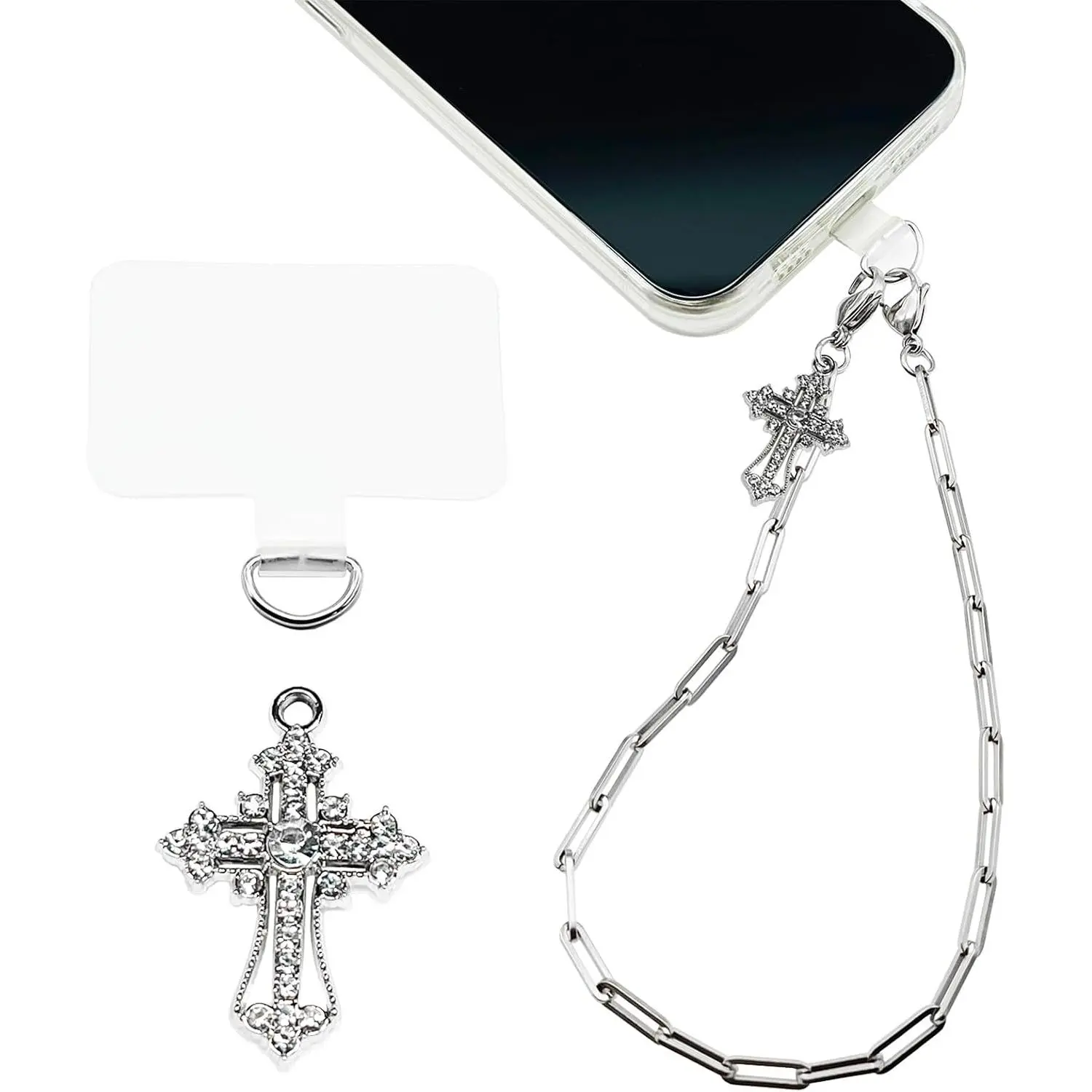 Phone Wrist Strap Metal Phone Chain Wristlet Strap Detachable Cellphone Lanyard Wrist with Tether Tab