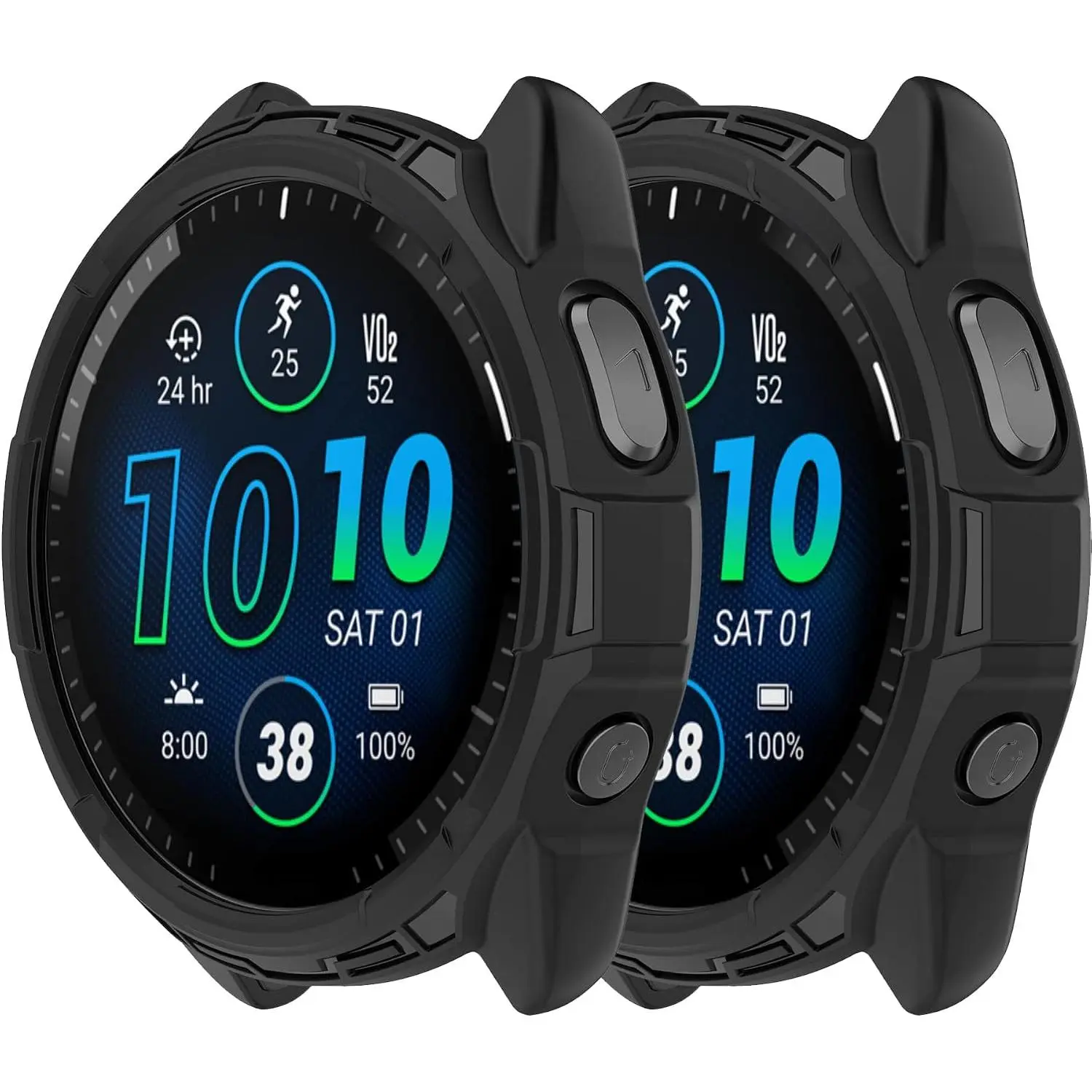 Cover Compatible with  Forerunner 965 Case Soft TPU Anti-Scratch Bezel Bumper Frame Coverage Protective Shell Watch Accessories(Black&Black)