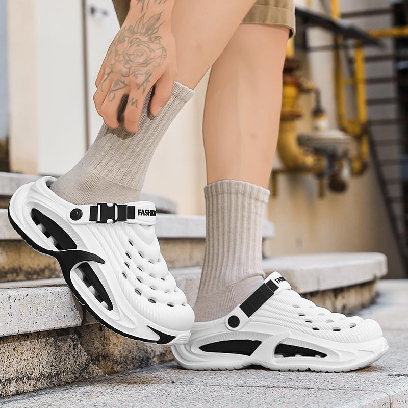 TikTok Made Me Buy It Viral Men's Clogs Streetwear Thick Sole Sandals Non-Slip Breathable Outdoor Beach Shoes Lightweight Comfort Slides Summer Essentials Gift for Him Cyberpunk Design Quick Drying Garden Shoes
