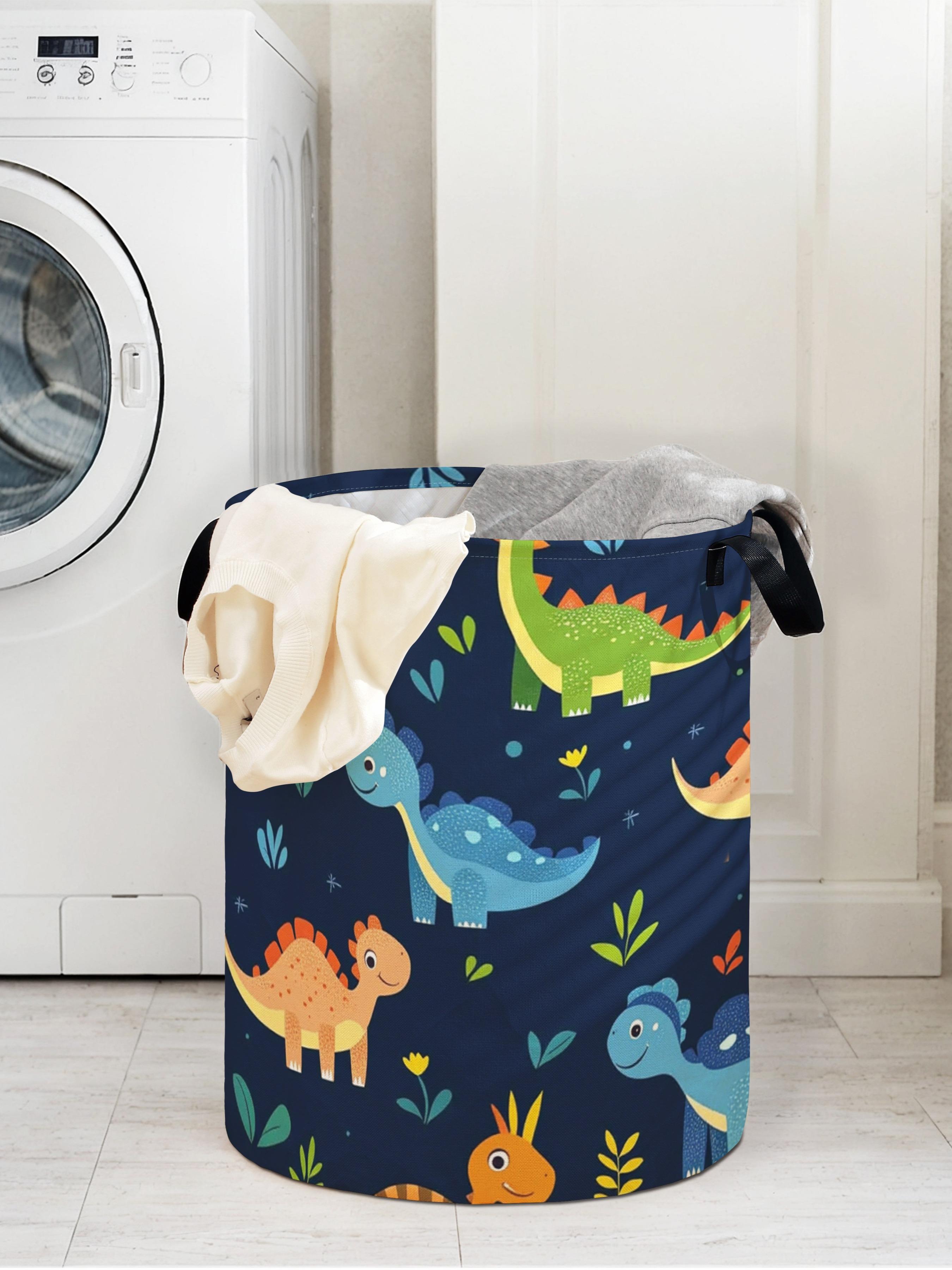 Dinosaur Pattern Laundry Basket with Handle, Dirty Clothes Basket, Durable Foldable Dirty Clothing Storage Bin, Large Capacity Toy Organizer, Non-Sensitive Goods, All Seasons