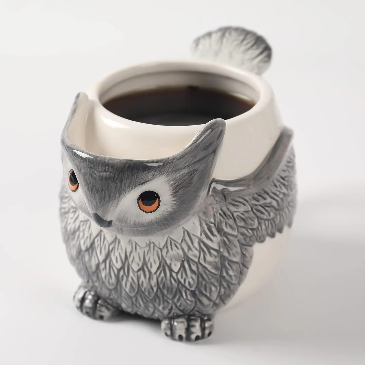 Owl 17oz Ceramic Coffee  Mug, Hand Painted
