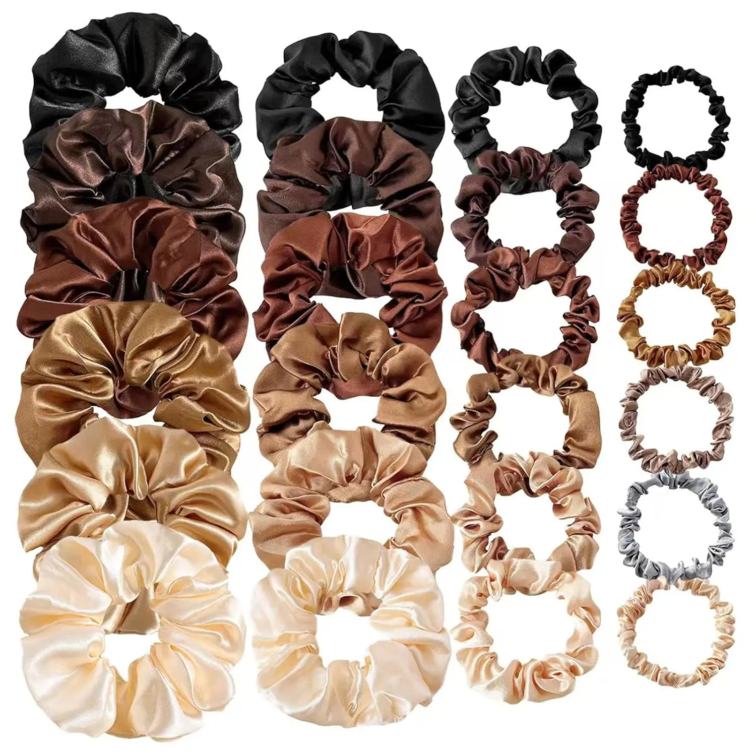 24 Pcs Hair Ties Scrunchies for Women Big Satin Scrunchie for Girls Seamless Elastic Hair Bands Soft Small Hair Tie for Thick Thin Hair Ponytail Holders Accessories