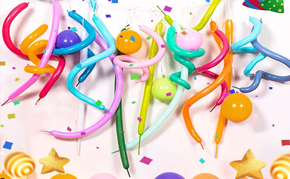 100-Pack 260Q Twisting Balloons – Long Pastel Latex Balloons for Balloon Animals, Parties, Weddings & Events