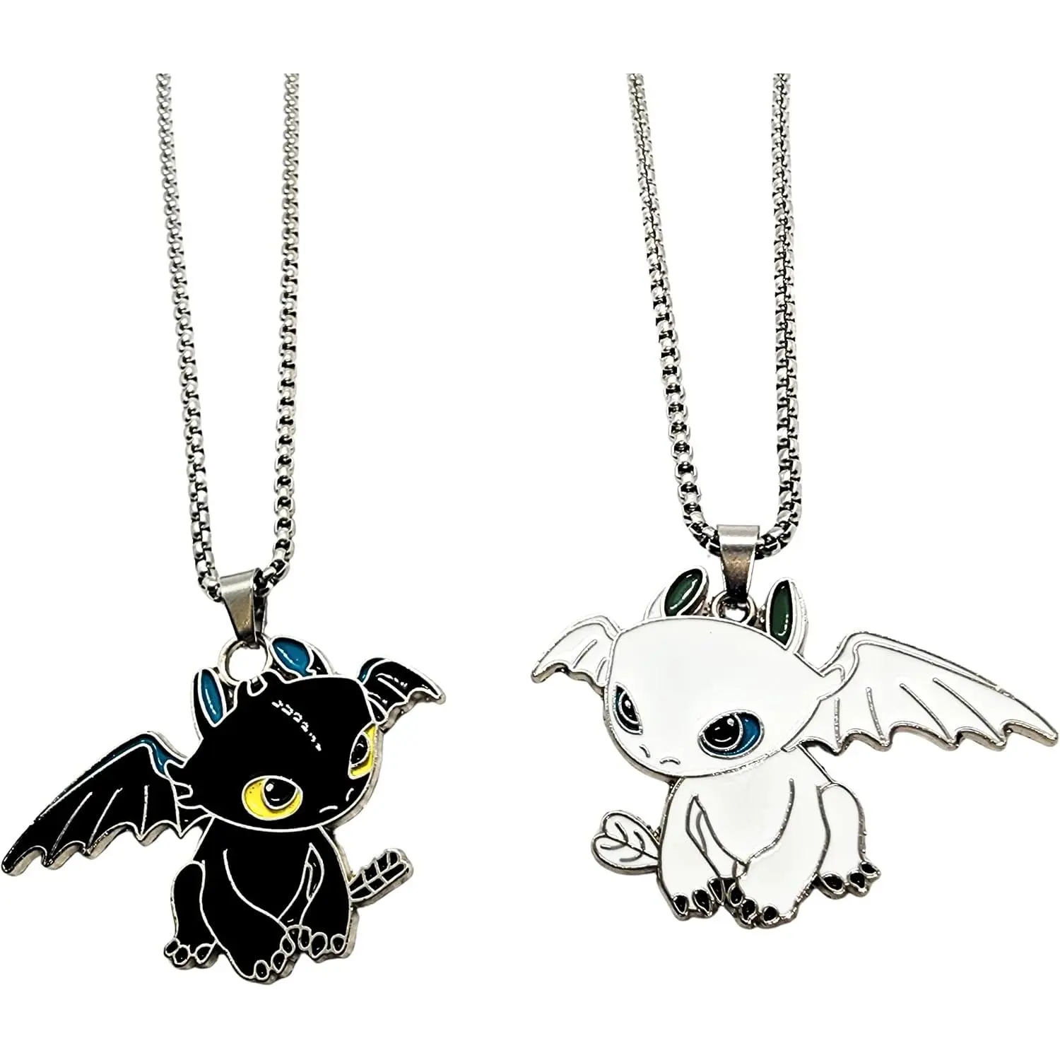 Dragon Matching Couples Necklaces  Set Cute Gifts For BF and GF Husband Wife BFF  Goth Black White