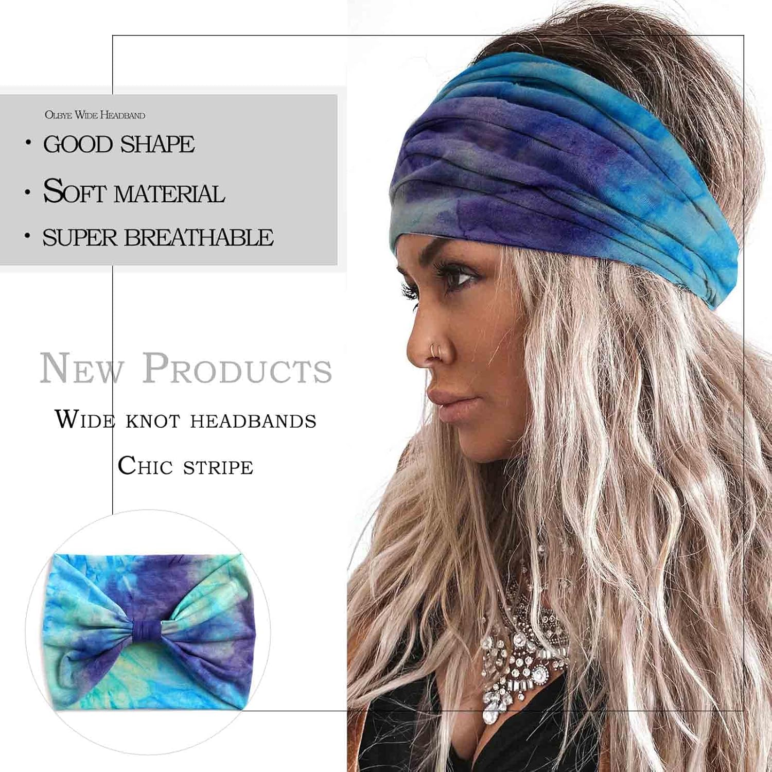Wide Headbands Women Knotted Headband Non Slip Elastic Hair Bands Tie Dye Turban Head Wraps Workout Yoga Sports Sweatbands Boho Headbands for Women Fashion Hair Accessories Pack of 6 (Stylish) SpringStatements