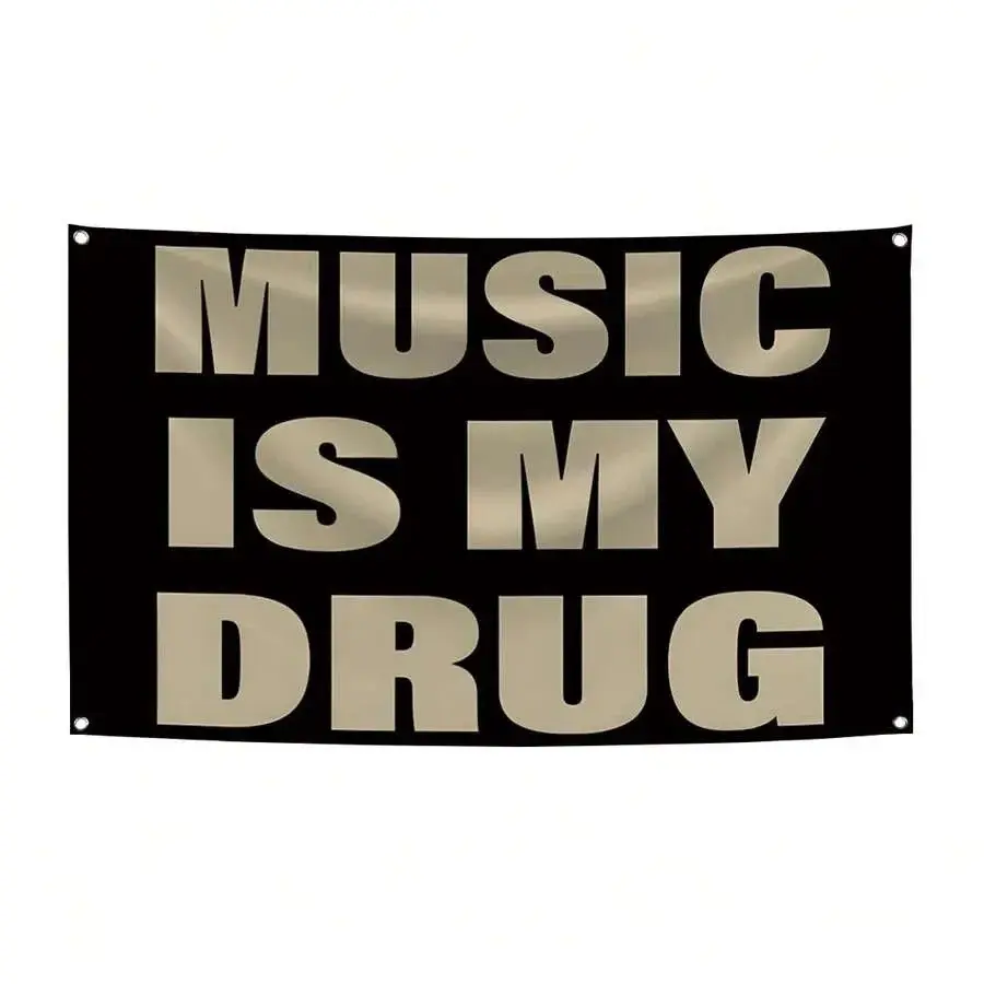 'music Is My Drug' Flag, 3x5ft Outdoor Wall Banner, Dorm Room Decor, Home Decoration, Modern Music Art Hanging Banner Gift, Polyester Backdrop Banner