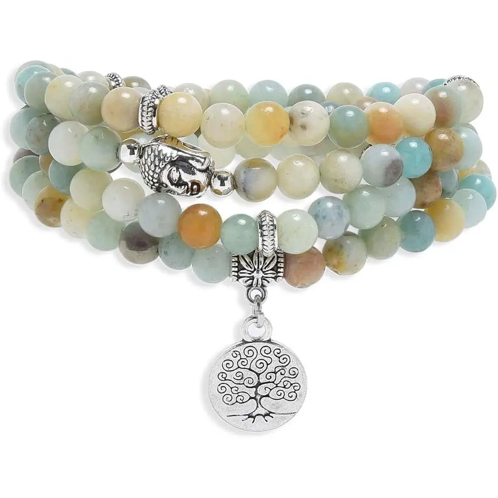 Tree of Life Charm Bracelet or Necklace - 108 Buddha Beads,  Mala Meditation , Prayer Beads for Yoga
