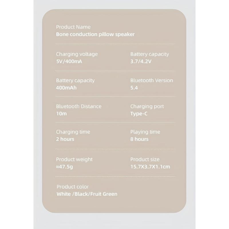 BLD07 Bone Conduction Wireless Speaker, Portable Music Player, No Earbuds Needed, Auto Power-off Function, Built-in 11 White Noise Options, Gentle Sounds for Bedtime Relaxation, Suitable for Bedrooms, Dormitories, and Offices