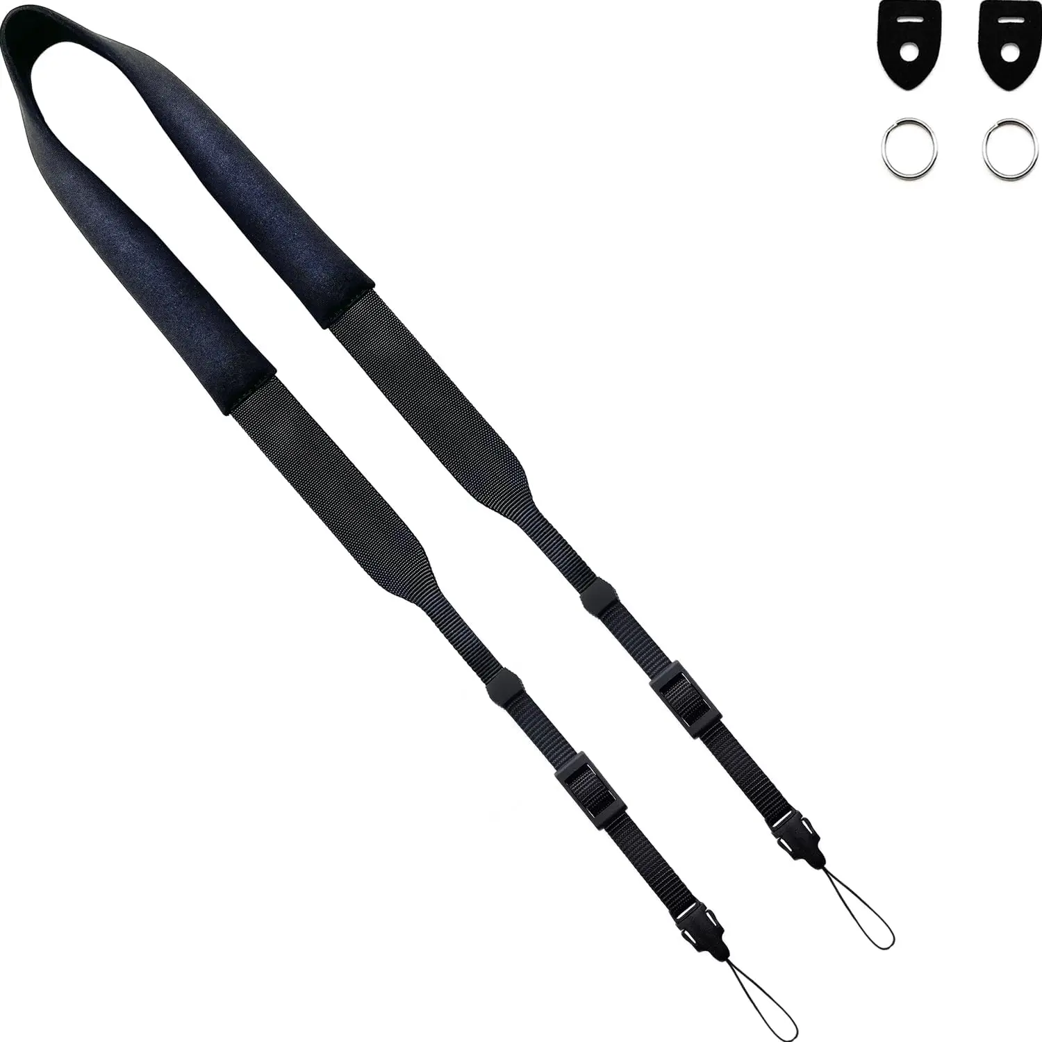 Camera  Strap Thin,Binocular Strap with Neoprene Padding,Camera Lanyard,Digital Mirrorless Camera Strap for Photographers,Washable,Black,58 Inch