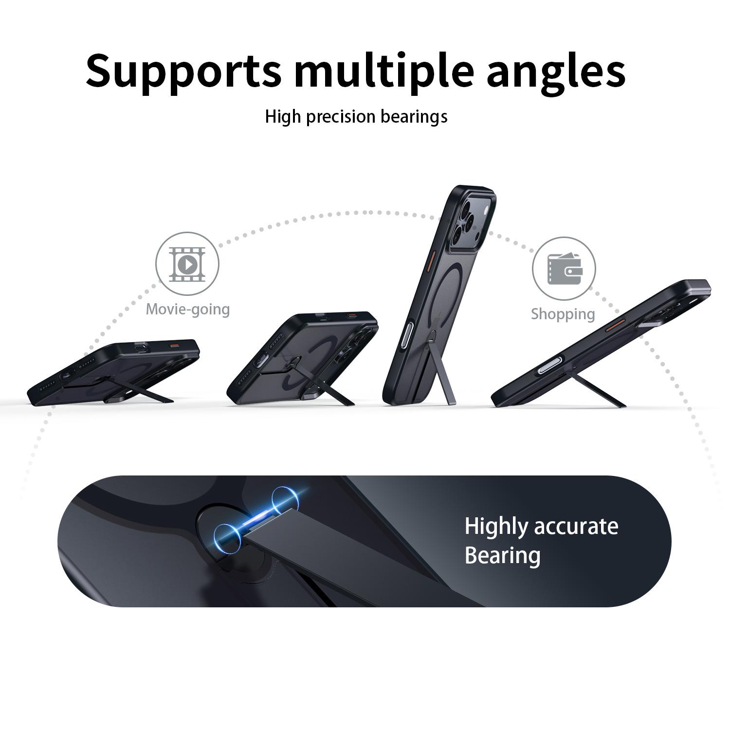 For iPhone 17 Pro Max phone case with hidden stand and magnetic wireless charging, for iPhone 16/15 protective cover