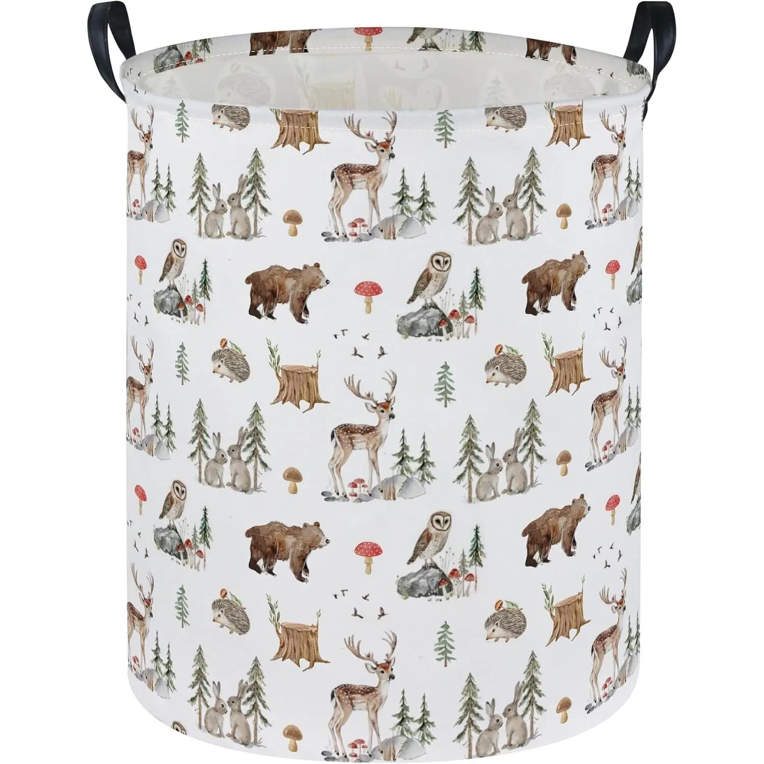 Laundry Basket Animal Hamper for Nursery Woodland Hamper Cute Storage Bin Organizer Room Decor for Home(Woodland animal)
