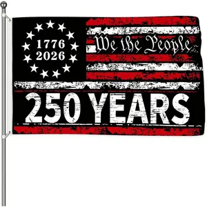 250th Anniversary Flag 3x5 Ft  250 Years Anniversary 1776-2026 We the People Patriotic Party Supplies Hanging Decor for Room House Welcome Photo Backdrop with Brass Grommets