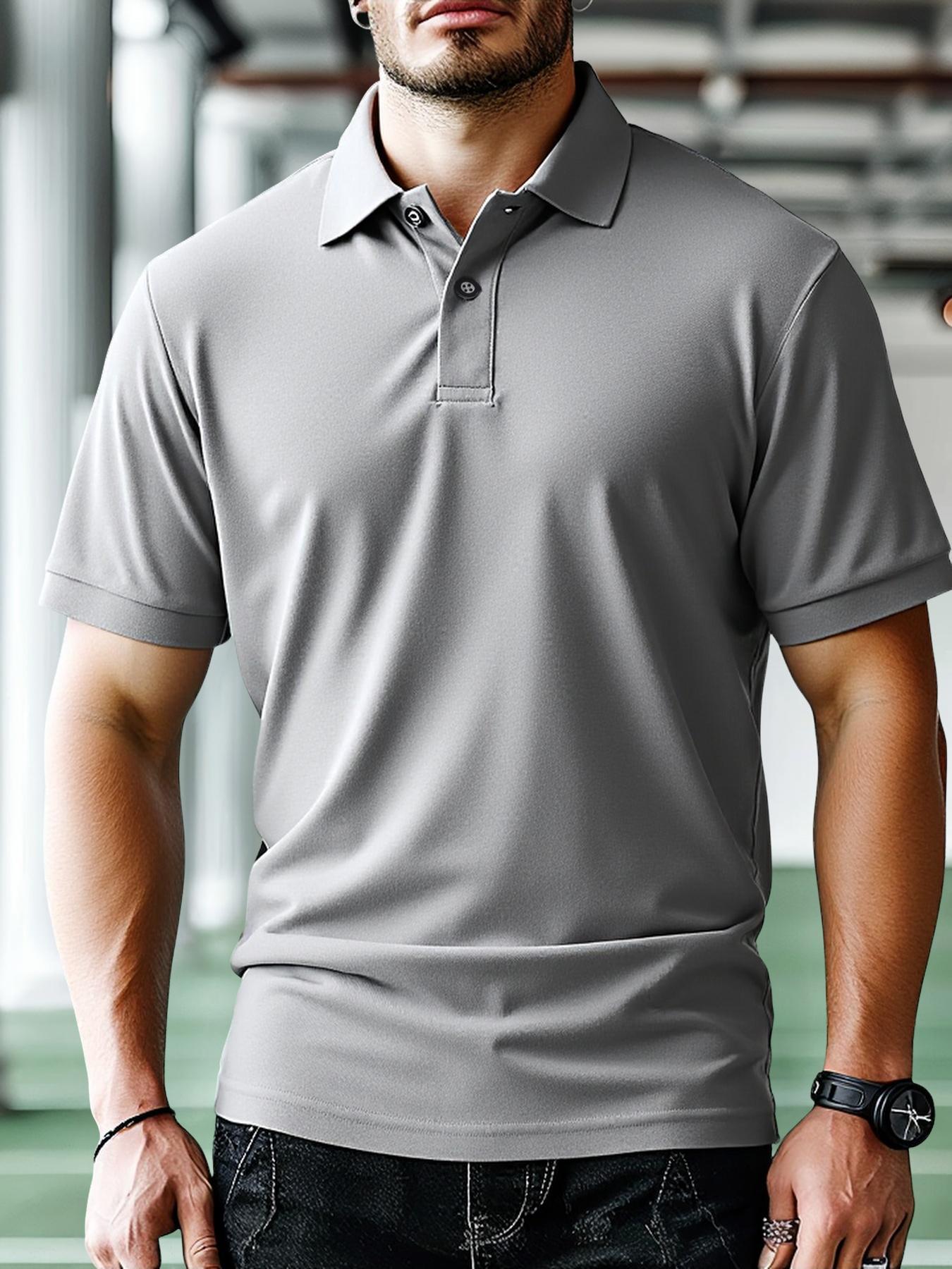 Men's Regular Fit Solid Color Pique Polo Shirt, Casual Short Sleeve Collared Top for Summer, Fashion Men's Clothes for Daily Wear, Tropical