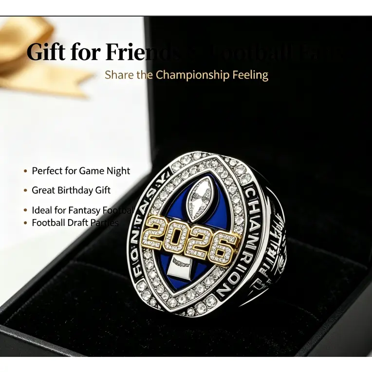 2026 Fantasy Football  Commemorative Ring, Large Ring  new hot-selling men's popular ring,dream series ring, gift for friends Sparkling Zircon Inlay Cubic Zirconia Solitaire
