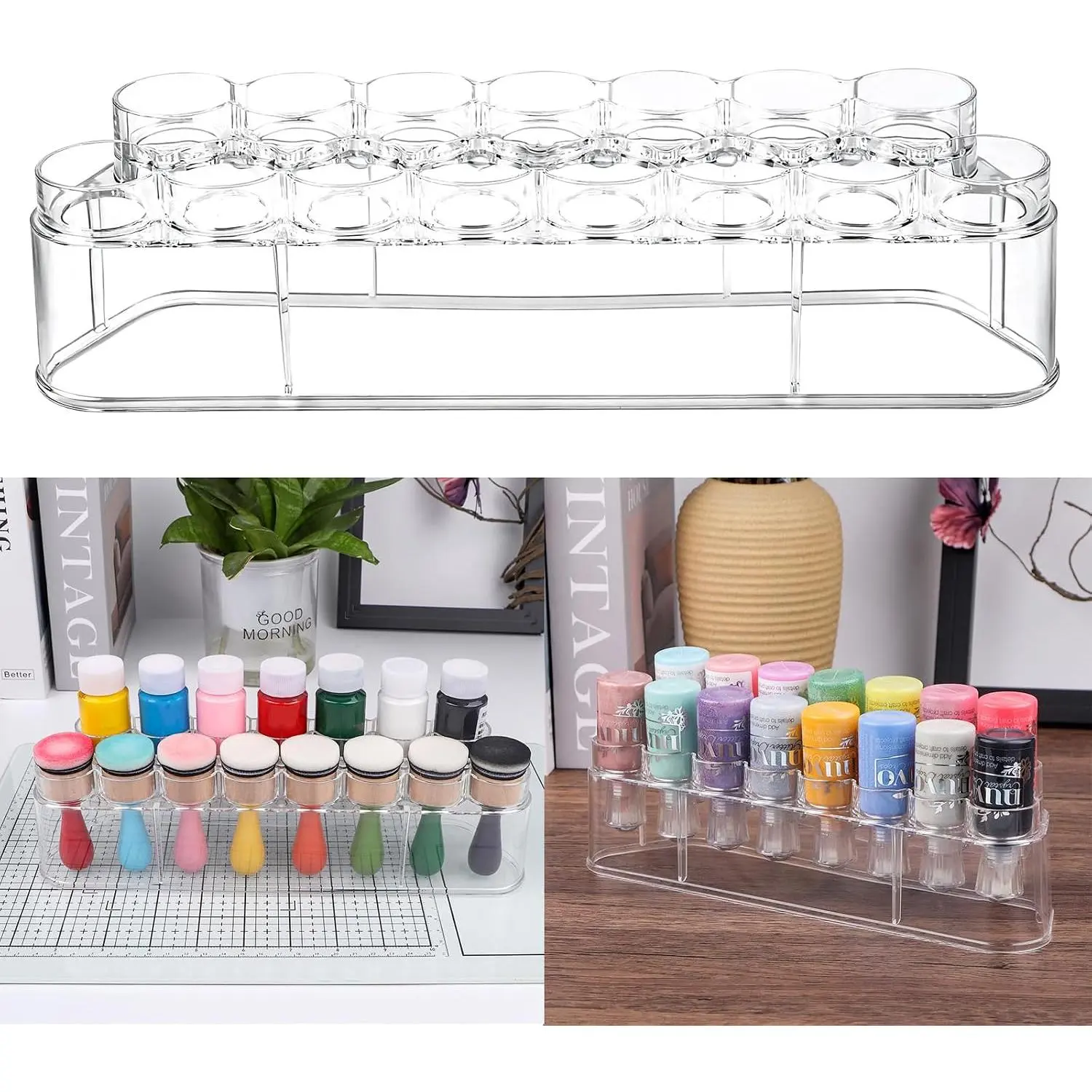 Clear Storage Rack & Organizer for Craft  Bottles & Blending Tools – Holds 15 Bottles,Space-Saving & Durable Design – 11.5x3x3.3inch(29.3x7.7x8.3cm)
