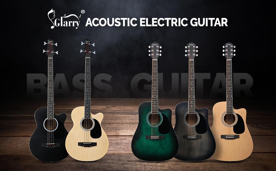 GLARRY Full Size 6 Strings Acoustic Electric Guitar Beginner Kit, Cutaway 41 Inch Electric Acoustic Guitar w/Inbuilt Tuner, Bag, Strap, Picks, Strings, Basswood Guitarra