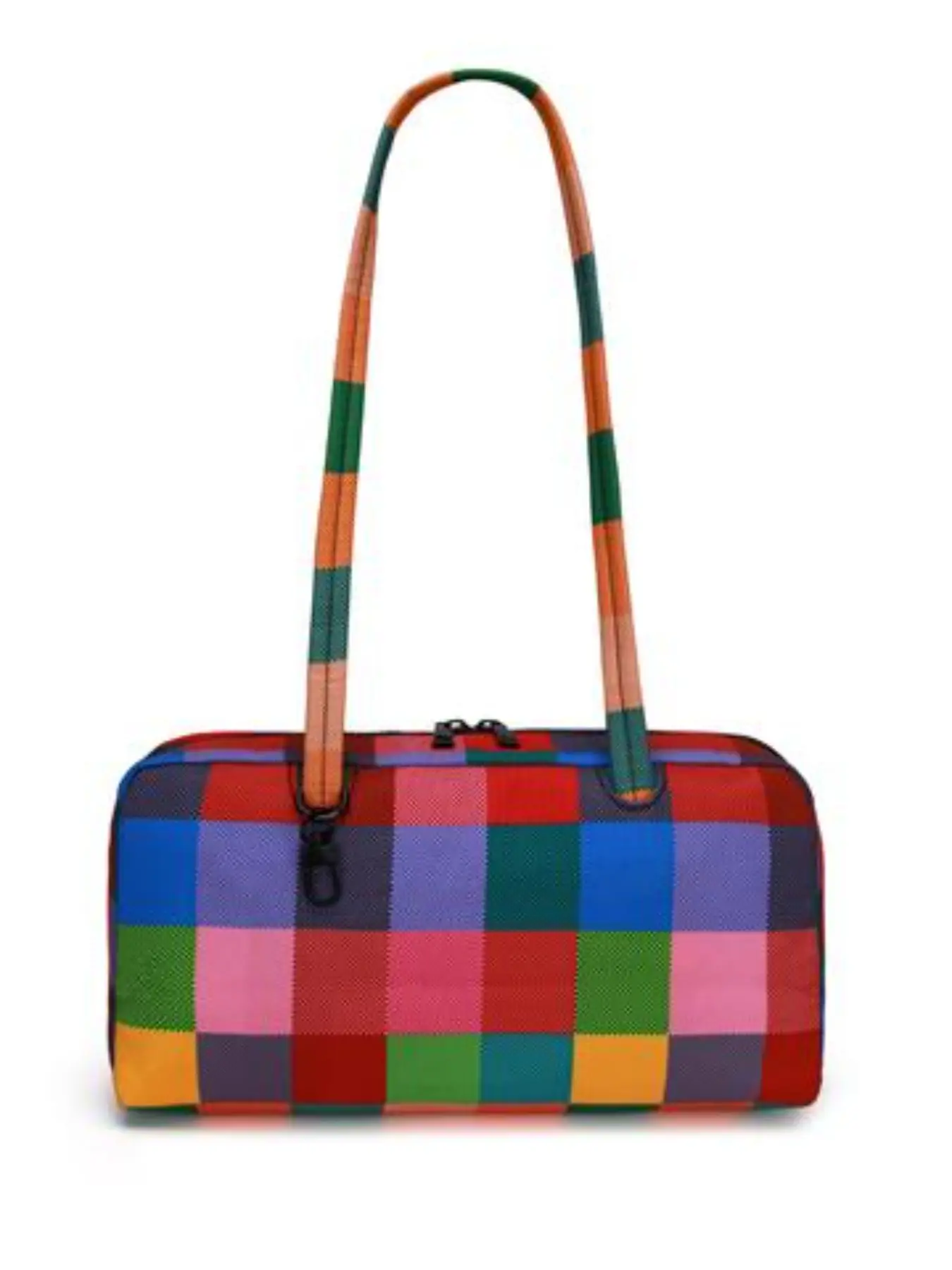 Women's Lightweight Nylon Bowling Bag, Casual East-West Crossbody Bag, Charm Ring, Daily Handbag, Stylish and Practical Accessory