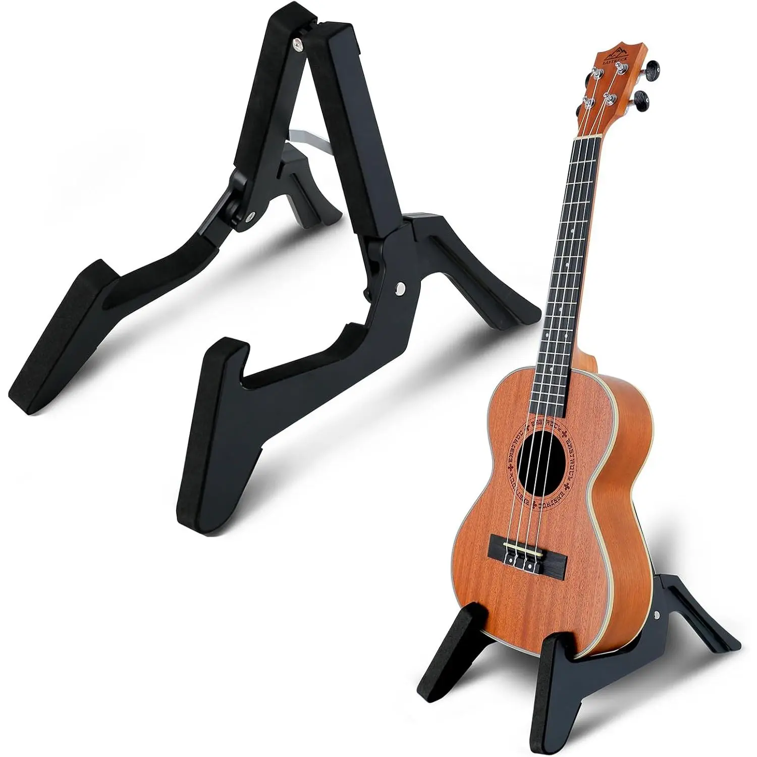 Folding Ukulele Stand ABS Stand for Mandolins/Violins Adjustable Portable Instrument Stand for Ukulele Accessories (Black)