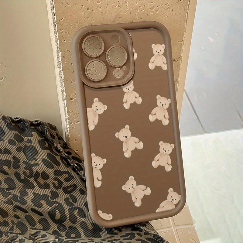 Brown Phone Case with a Cute Bear Pattern Print, Made of TPU Material, Drop-proof, with Precise Cutouts for Full Coverage Protection. Suitable for Apple iPhone 17 E Air Pro ProMax iPhone16 15 14 Plus 13 12 Mini 11 X XS XR. The Best Choice for a Gift