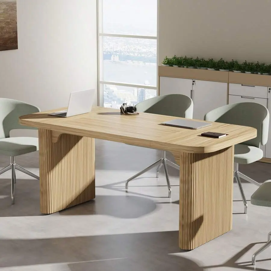 5FT Modern Conference Meeting Table With Engineered Wood Board And Column Legs,