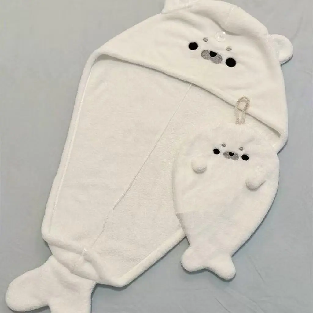 Women's 2-Piece Coral Fleece Cute Cat Face Dry Hair Towel & Hand Towel Set - Water Absorbent, Quick Dry, Soft - Portable Sports & Outdoor, Bathroom Essentials, 2Pcs, Face Towel
