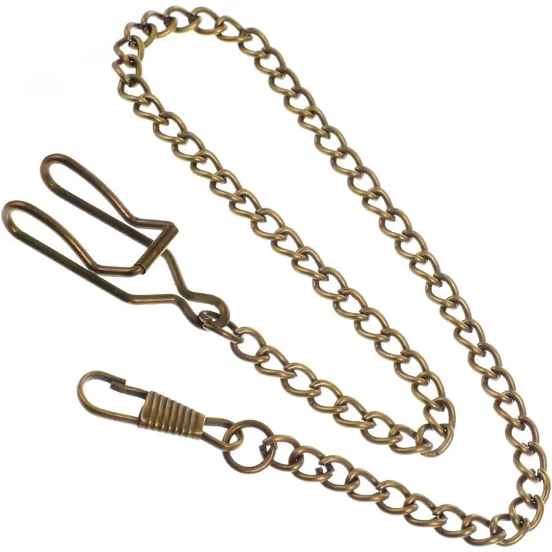 Vintage Pocket Watch Chain - 14.5in Fashion Accessory Vest Chain with Bronze Clip, Vintage Pocket Watch Chains