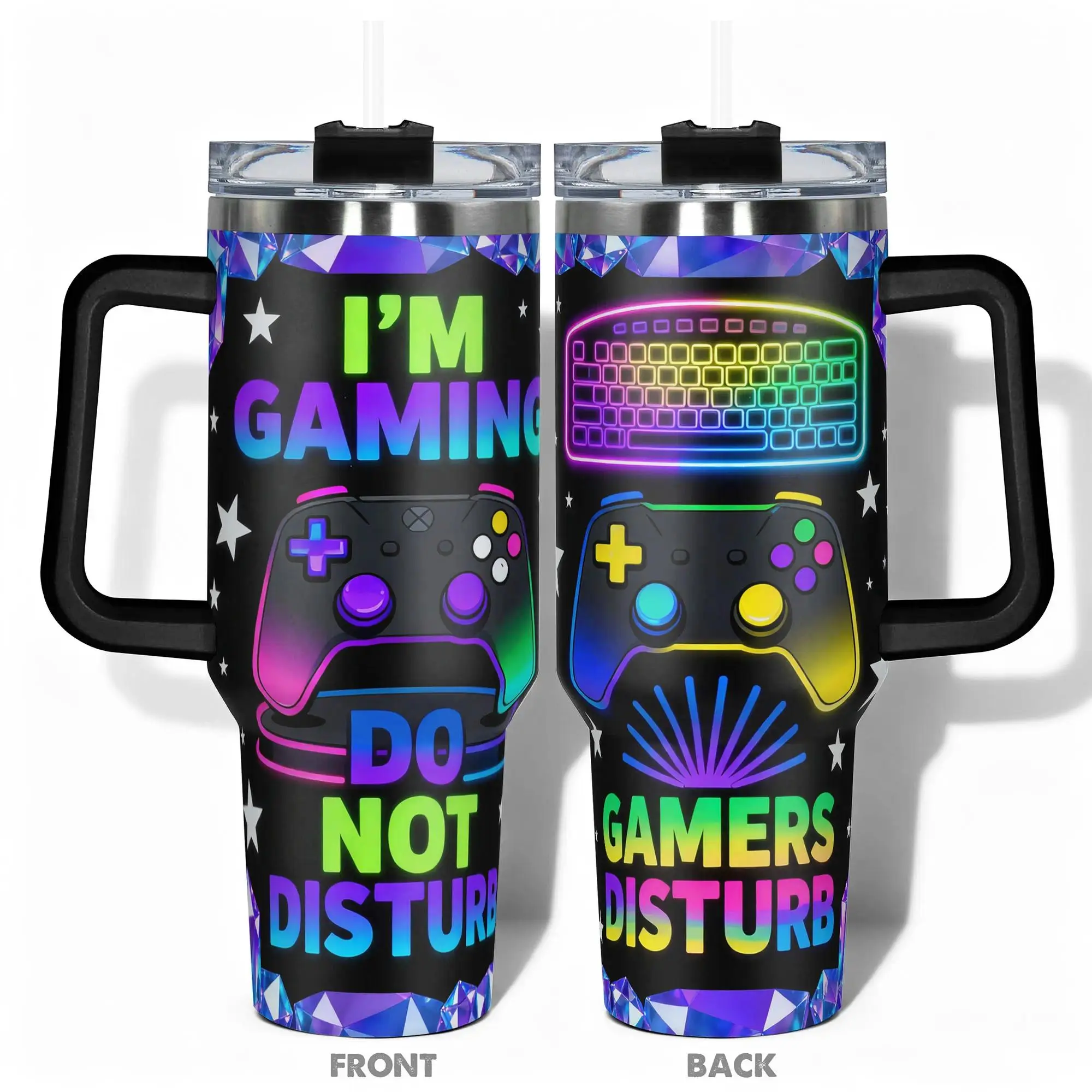 1pc 40oz Stainless Steel Tumbler Thermal Cup With I'm Gaming Do Not Disturb Design, Leakproof Large Capacity, for Gym, Hiking, Travel, Birthday Christmas Gift, Insulated Water Bottle, Insulated Travel Drinkware