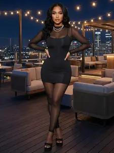 Women's Slim-Fitting Long Sleeve Patchwork Hollow Out Jumpsuit, Casual Spring & Fall Fashion, Sexy One-Piece Romper