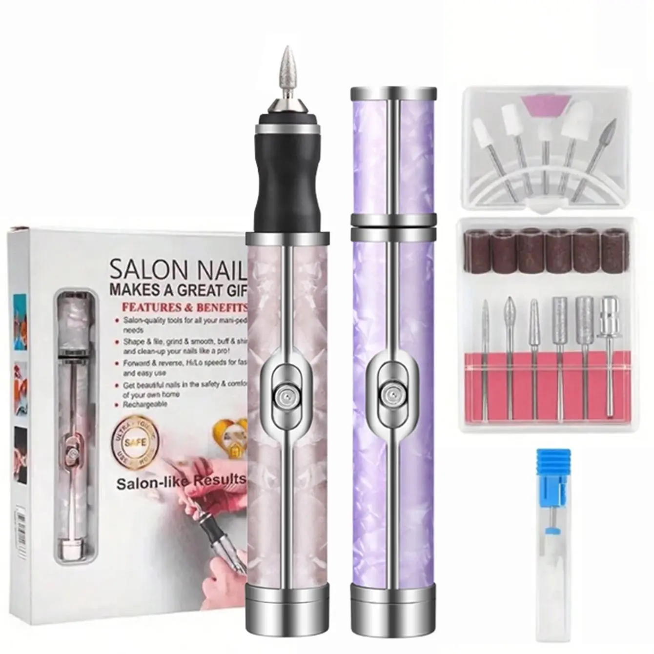 Electric Nail Drill Set, Professional Acrylic Nail Filing Tools for Home Salon, Nail Art Tools, Perfect Gift for Birthdays and Holidays