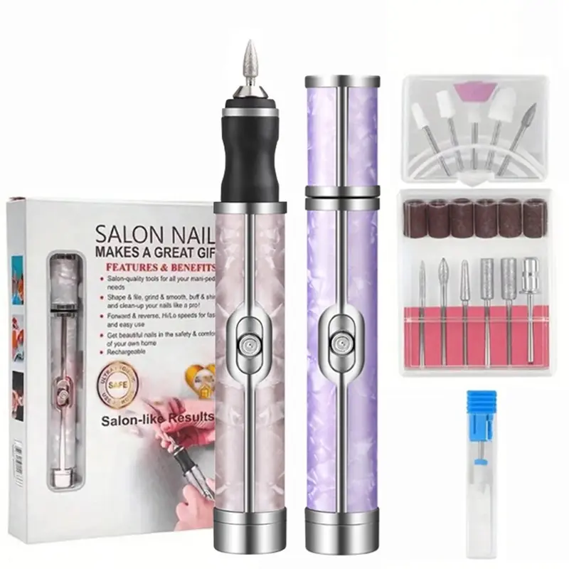 Electric Nail Drill Set, Rechargeable Nail Drill, Professional Acrylic Nail Filing Tools for Home Salon, Nail Art Tools, Perfect Gift for Birthdays and Holidays
