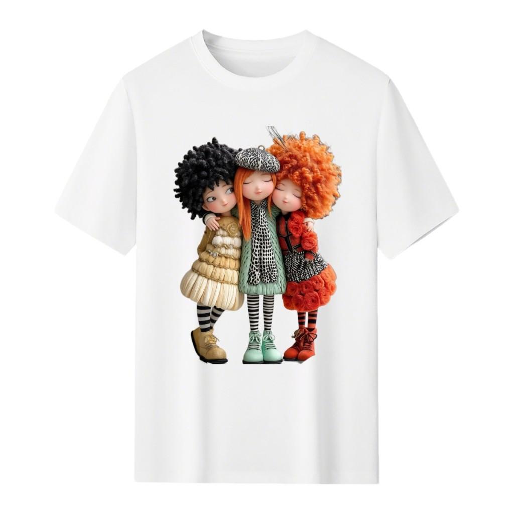 Women's Plus Size Vintage Graphic Tees - Three Best Friend Dolls Oversized T-Shirt |   Cute BFF Trendy Tops