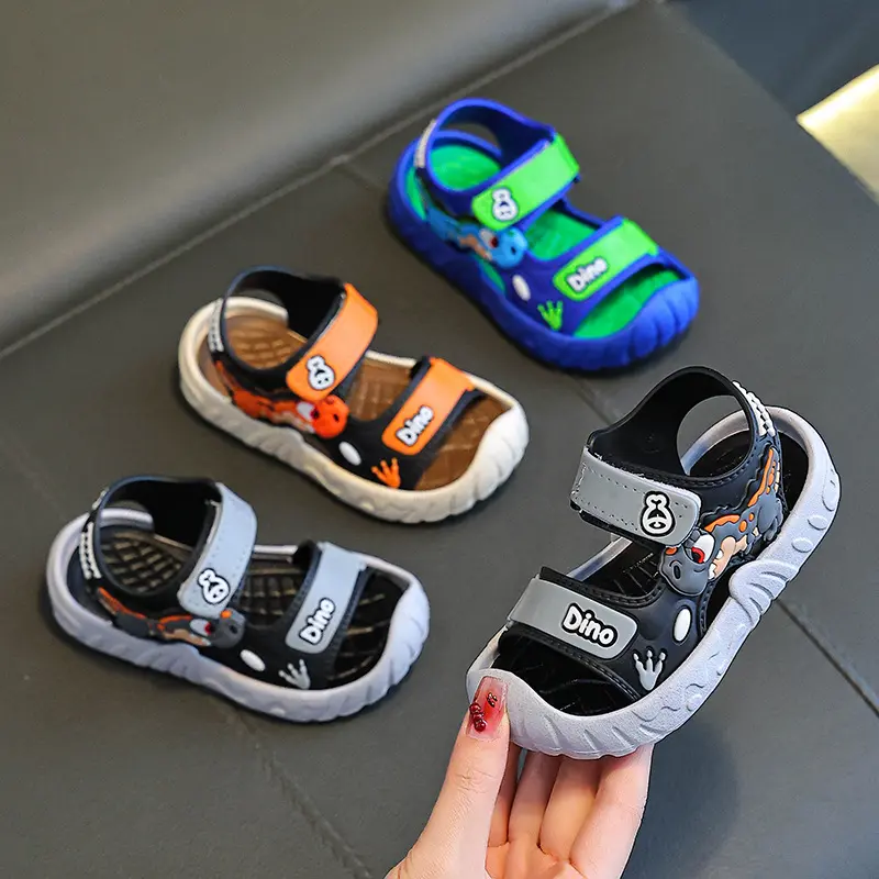 2026 New Boys' Solid Color Open-Toe Flat Heel (1cm or Less) PVC Synthetic Casual Sandals, Soft Non-Slip Toddler Footwear for School, US 6 Toddler Size