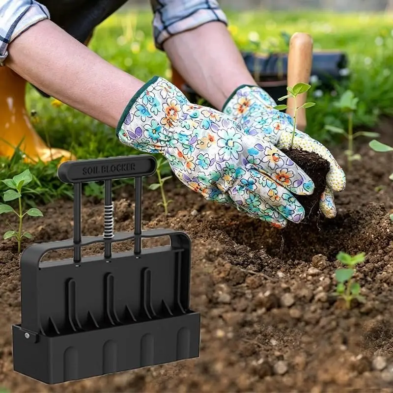 Soil Blocker Seedling Maker with 4 Manual Soil Blocks, Garden Sowing Tool, Outdoor Garden Seed Plant, Essential Gardening Equipment, Garden Supplies