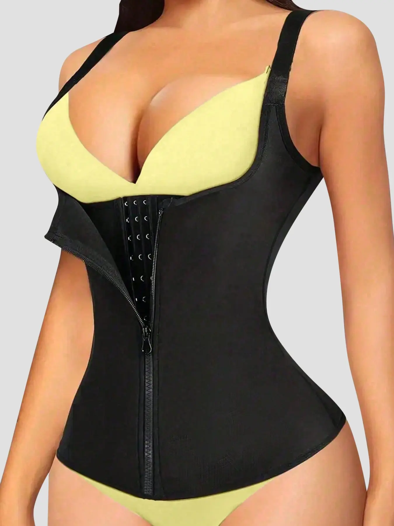 Women's Sport Waist Trainer, Adjustable Strap Body Shaper, Compression Adjustable Shapewear, Zipper Closure, Push-Up Bra, Tummy Control, Comfortable Fit