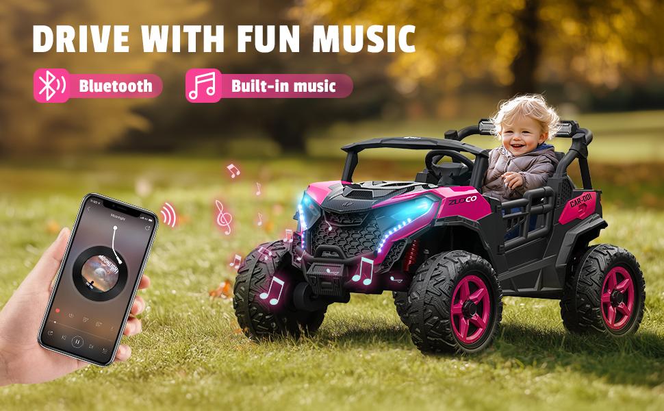 24V 2 Seater Ride on Car Truck, 4x200W, EVA Tires, 4WD/2WD, Rainbow Lights, Remote Control, Shock Absorbers, Bluetooth, Ride On UTV Toy for Kids – The Ultimate Christmas Gift They’ll Love!