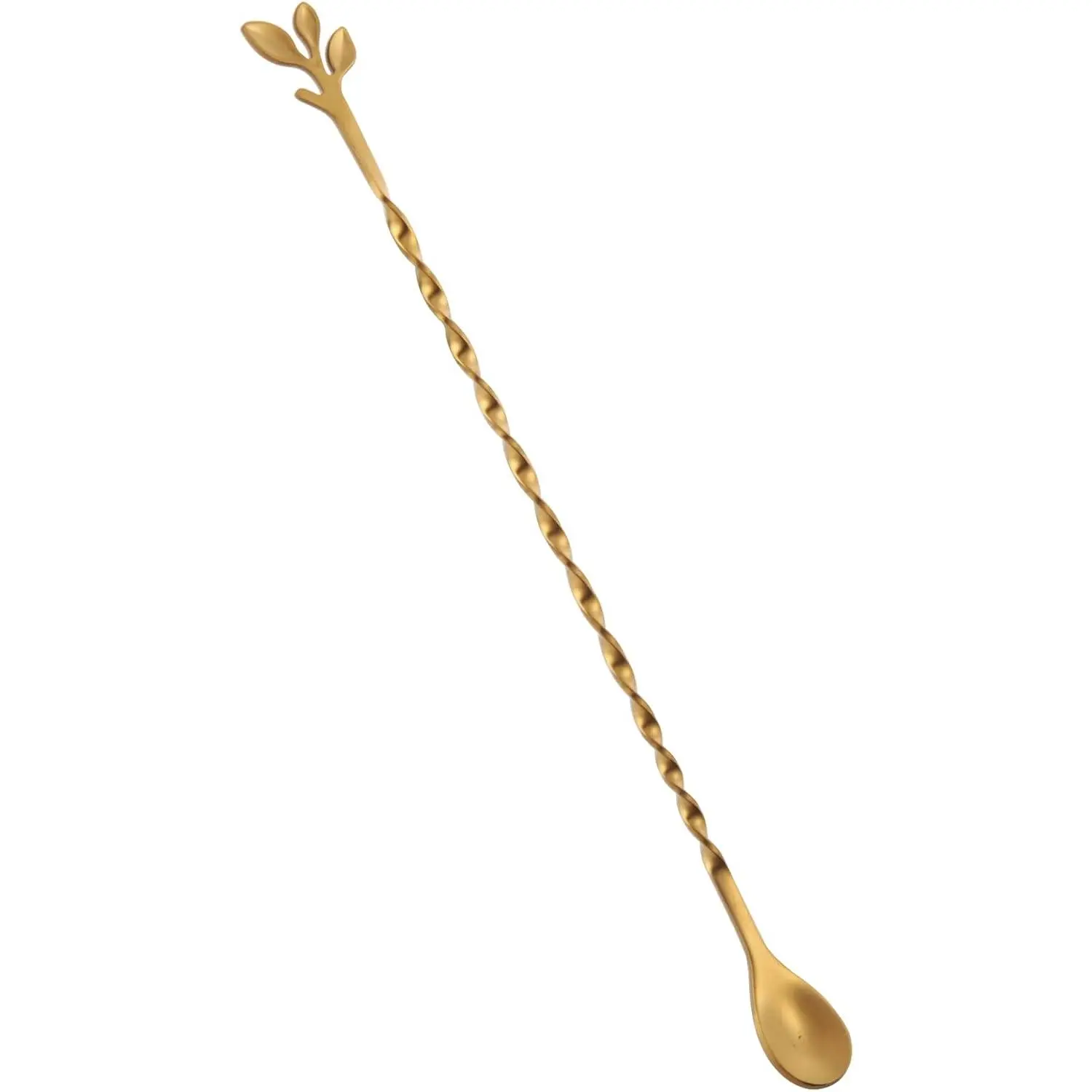 10-Inch Stainless Steel  Spoon with Leaf Handle |  for Mixing & Layering Drinks in Tall Cups, Bar & Shakers - Durable Long Handle Bar Stirrer,1-Pieces