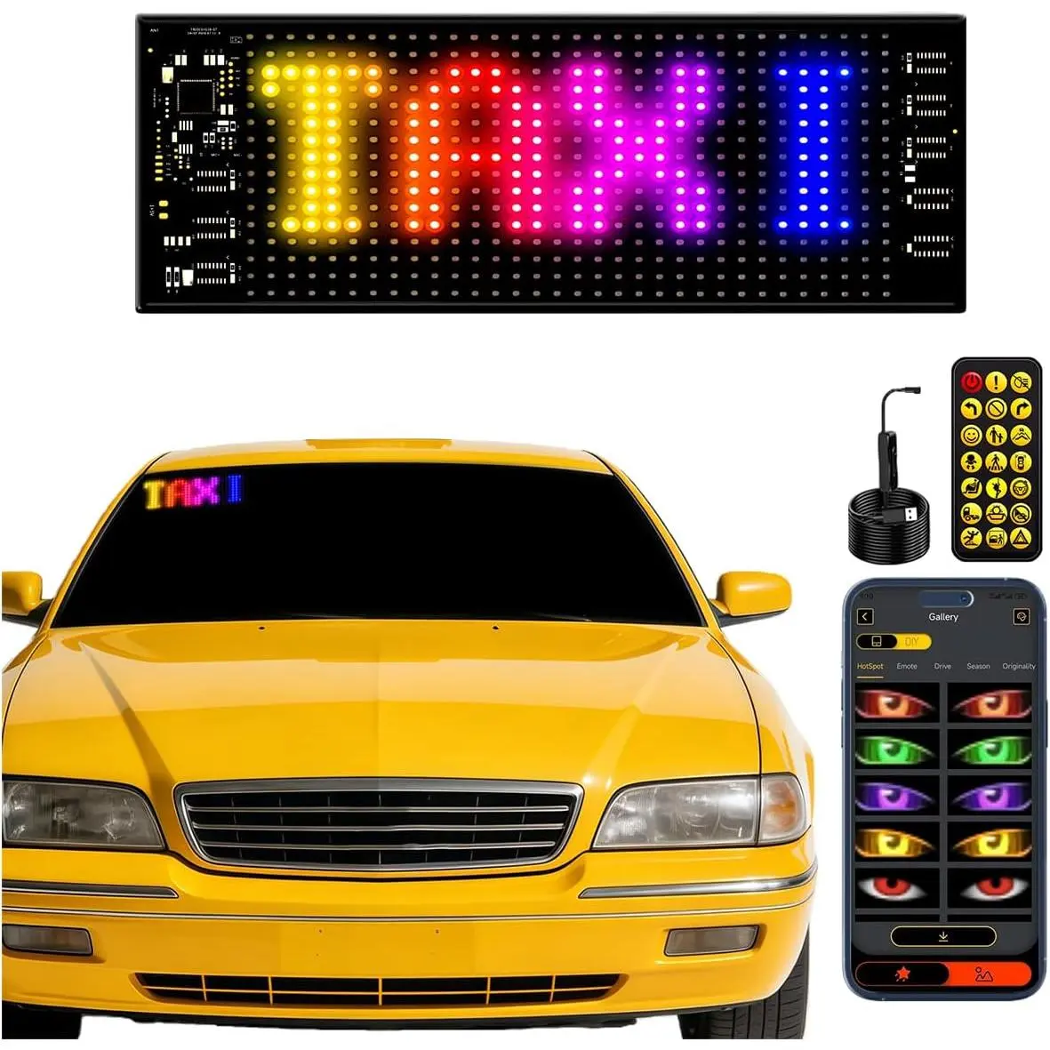 LED Sign for -7''x3'' Flexible USB 5V Digital Sign, Programmable LED Display, App Control Custom Text  Animation for Store  Bar Hotel