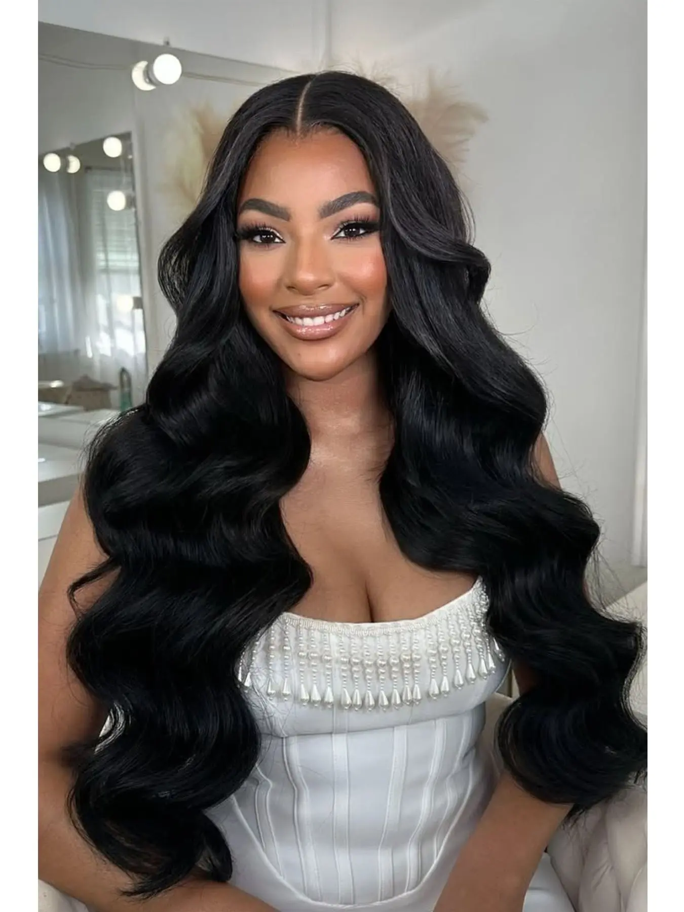 [Super Deal] 200% Density Glueless Body Wave Wig Synthetic Lace Front Wigs 13x4 HD Transparent Lace Frontal Wigs Heat-Resistant Hair Pre Plucked Hairline Natural Look Daily and Party Use