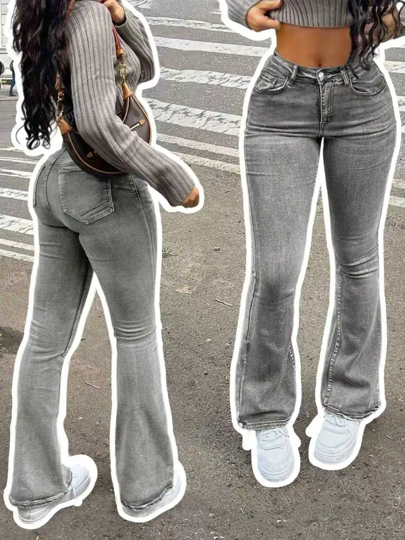 Women's Casual Stretch Denim Flare Long Pants, Comfortable & Stylish, Perfect for Daily Wear, Trendy Fashion Bottoms for Ladies