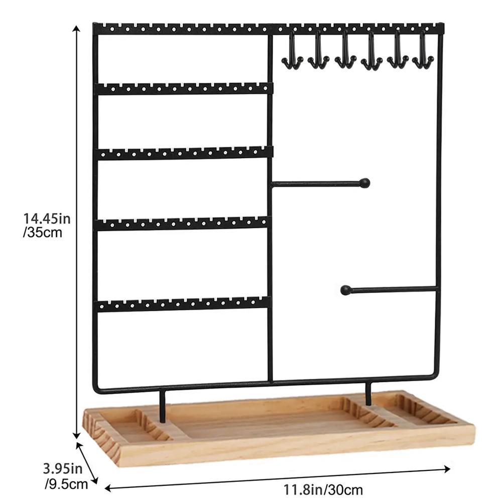 5 Tier Earring Holder with Wooden Tray, Multilayer Storage, Durable Storage Organizer, Jewelry Organizer Storage Holder, Modern Multifunctional Jewelry Storage Display Rack, Summer for Gift, Furniture for Bedroom, Accessories Box